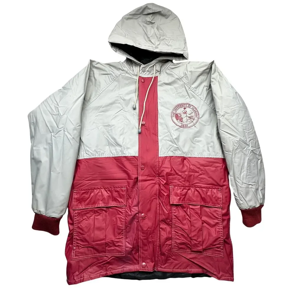 Vintage 90s Alabama Crimson Tide Rain Coat Jacket Mens Medium Polyvinyl Hooded